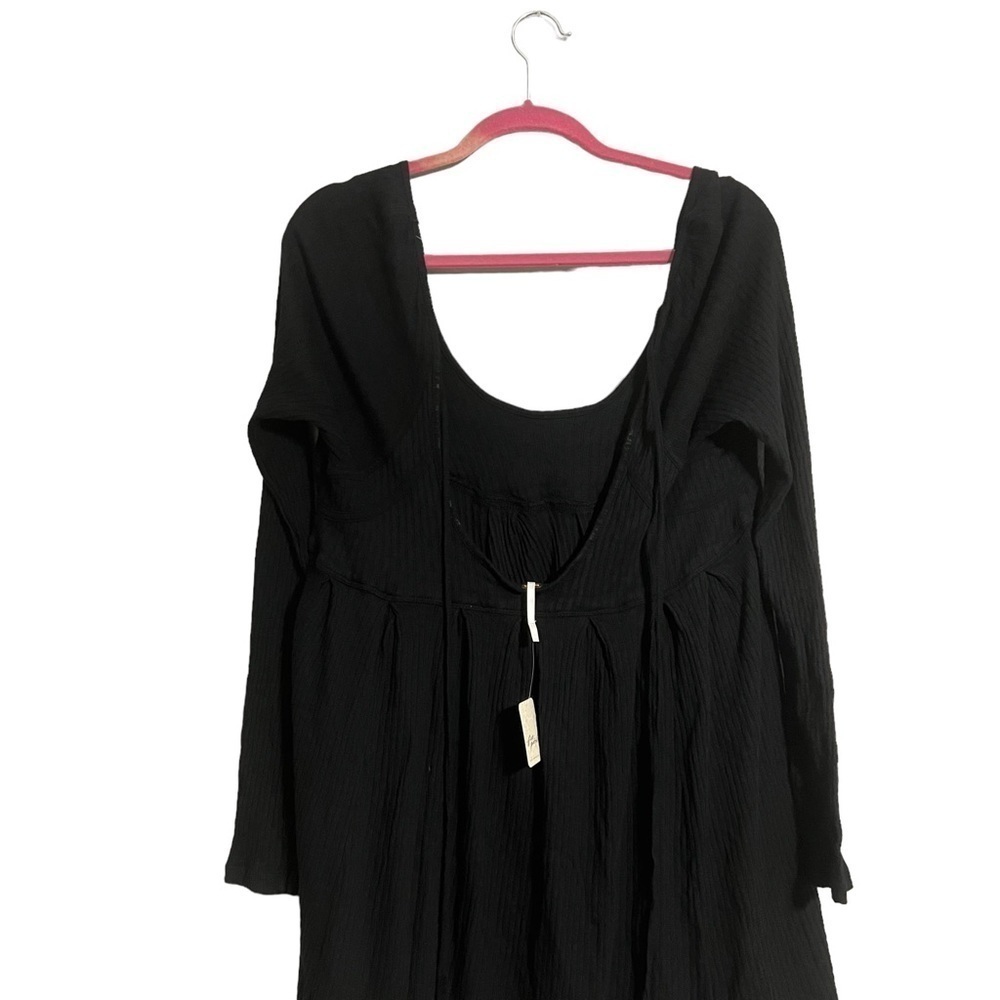 Free People blouse oversized slouchy medium Black New boho Lagen scoop - Picture 5 of 9